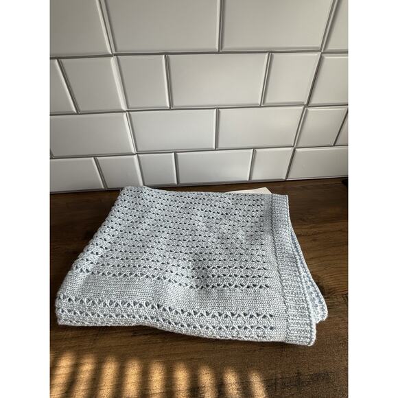 NEW Nordstrom Blue Knit Baby Blanket - Picture 1 of 9
